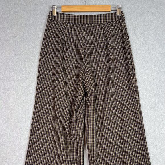 Reformation Brown Plaid Faye High Waisted Wide Leg Trouser Pant Size 2 - Picture 6 of 13